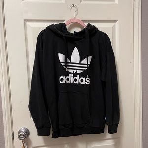 Adidas Originals Trefoil Hoodie Oversized Women S size Small Black LIKE NEW